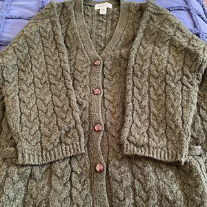 Jones New York Green Cable Knit Cardigan Button Sweater Womens Plus 3X